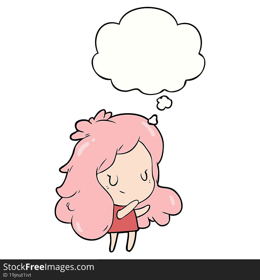 cartoon girl with thought bubble. cartoon girl with thought bubble