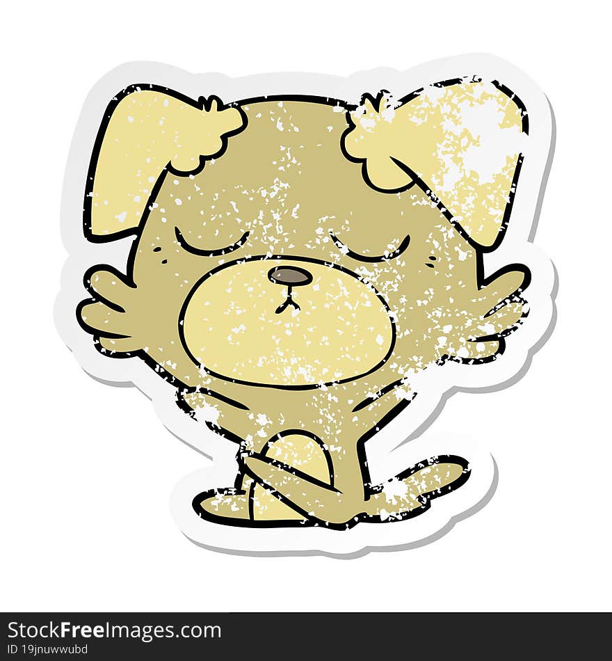 distressed sticker of a cute cartoon dog