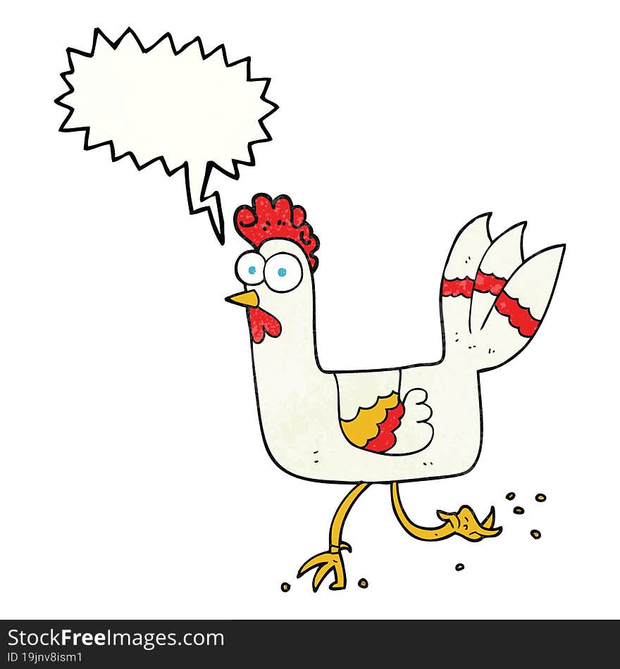 speech bubble textured cartoon chicken running