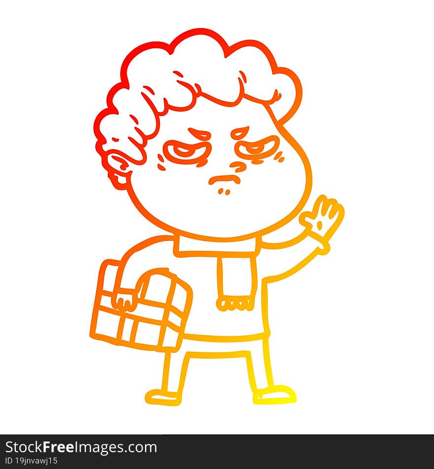 warm gradient line drawing cartoon angry man