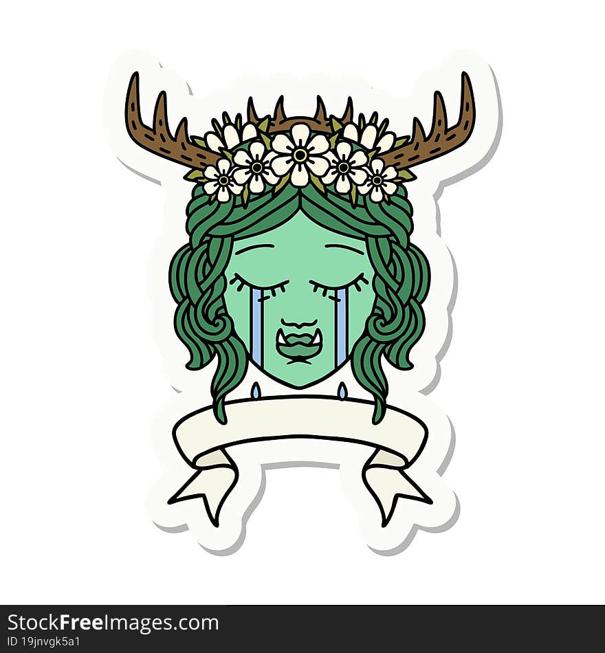 crying orc druid character face sticker