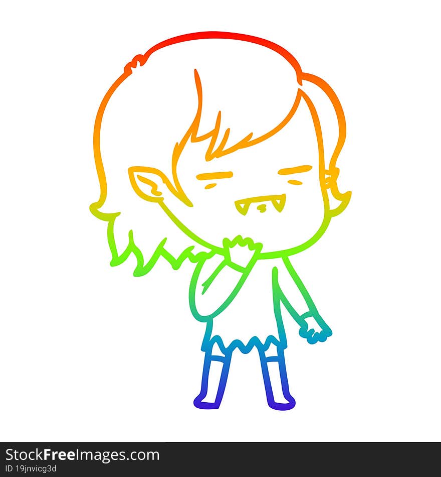 rainbow gradient line drawing cartoon undead vampire girl