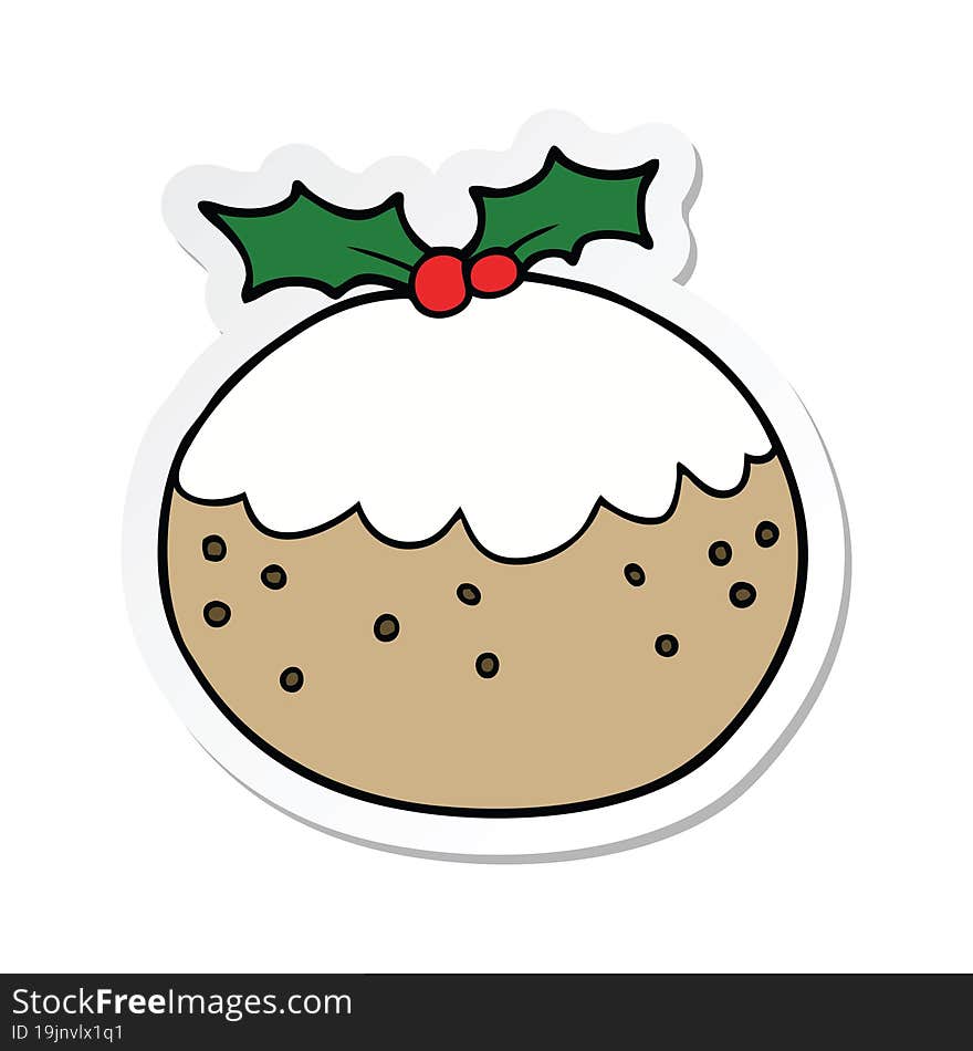 sticker of a cartoon christmas pudding