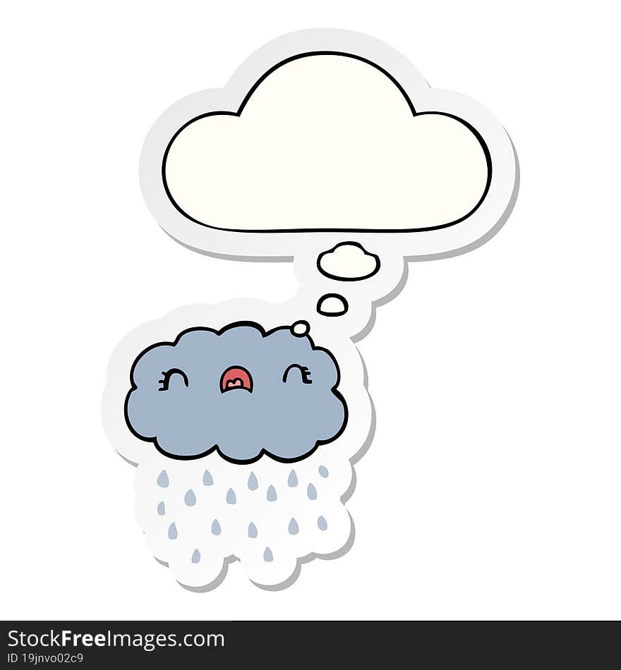 Cute Cartoon Cloud And Thought Bubble As A Printed Sticker