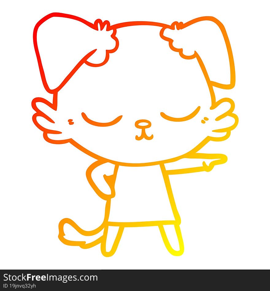 Warm Gradient Line Drawing Cute Cartoon Dog