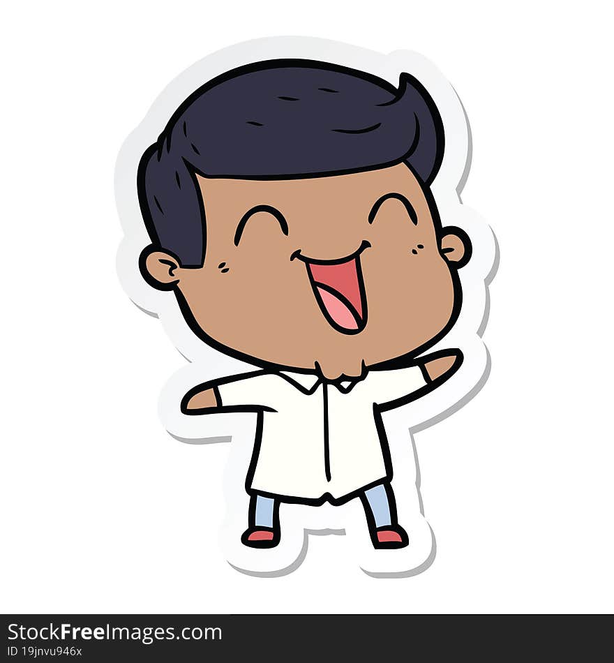 Sticker Of A Cartoon Man Laughing