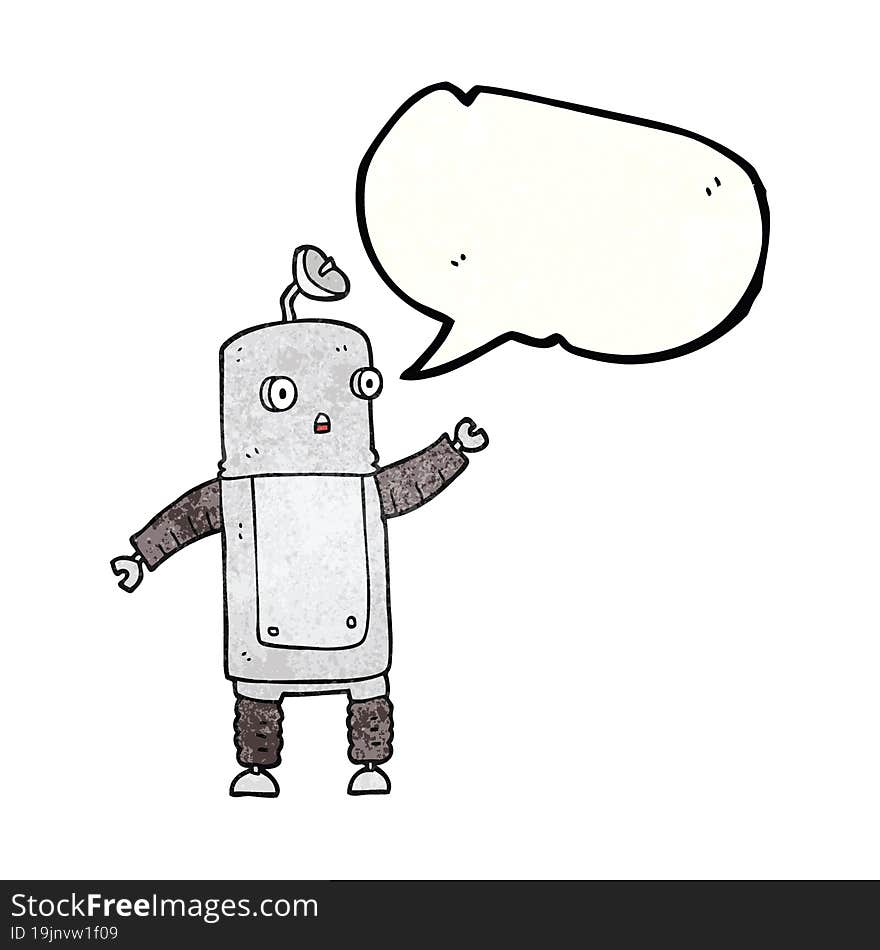 Speech Bubble Textured Cartoon Robot