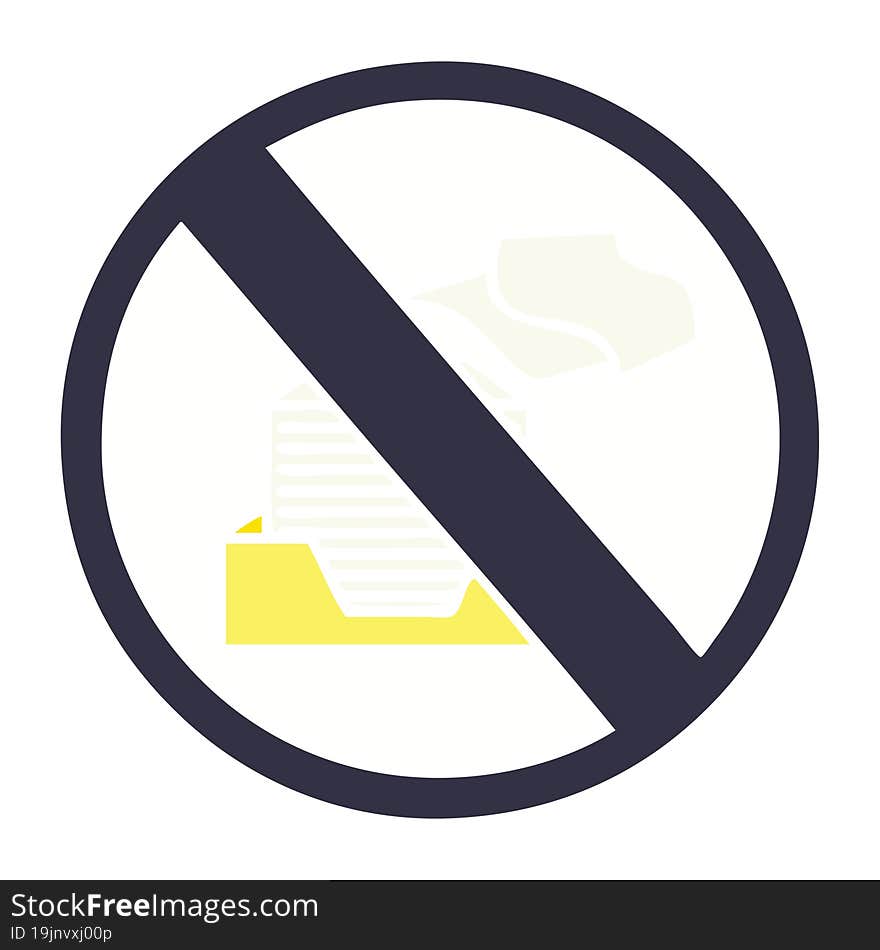 Flat Color Retro Cartoon Paper Ban Sign