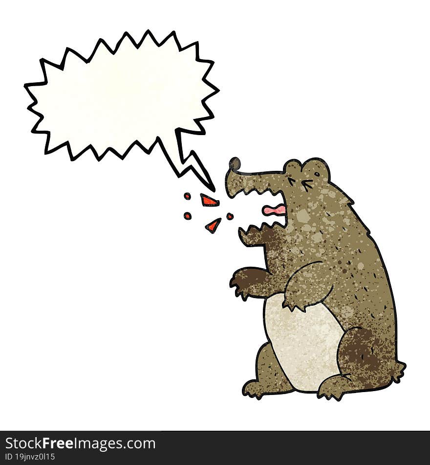 speech bubble textured cartoon bear