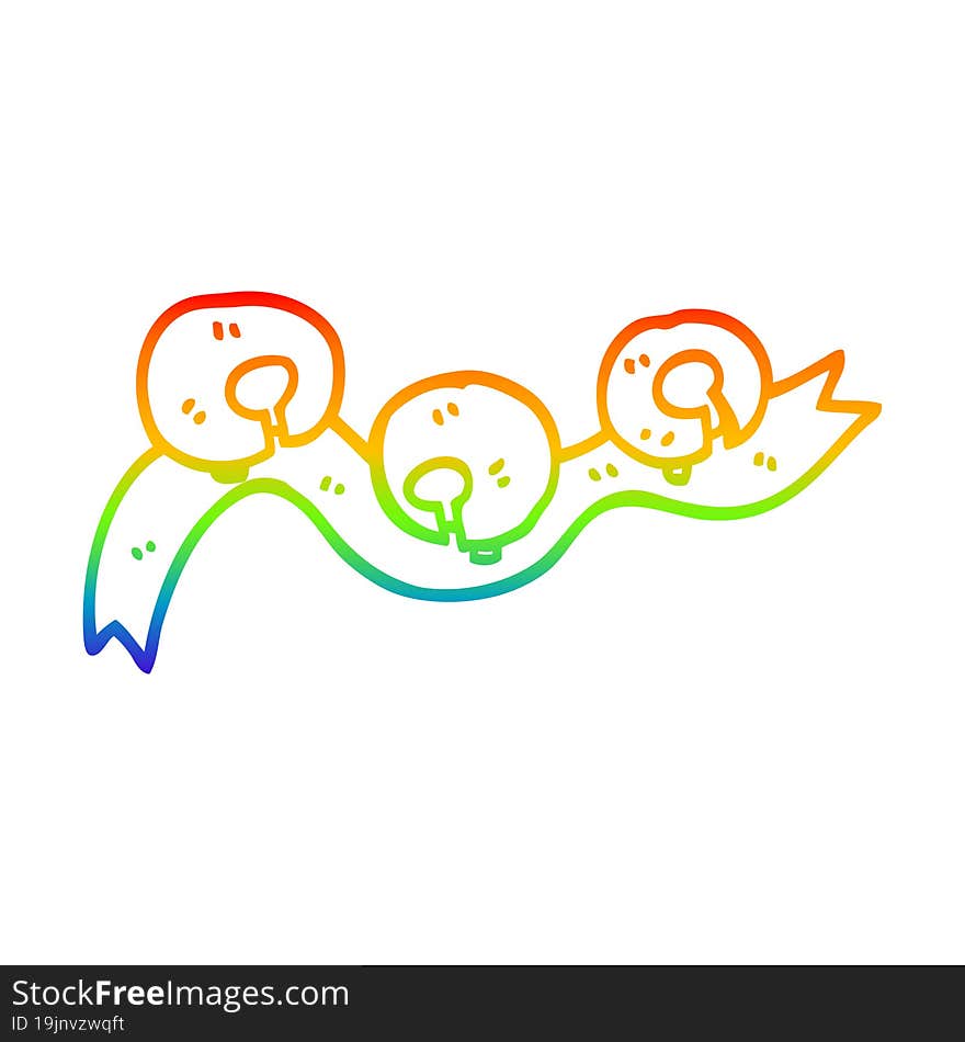 rainbow gradient line drawing cartoon xmas bells