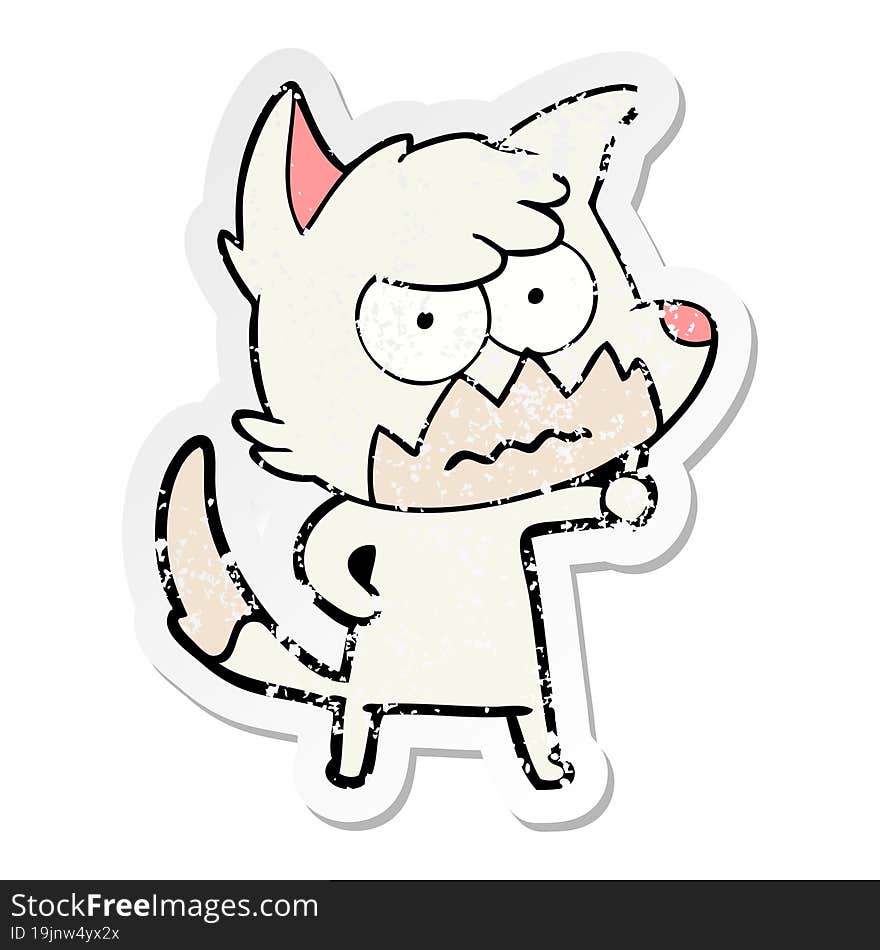 distressed sticker of a cartoon annoyed fox