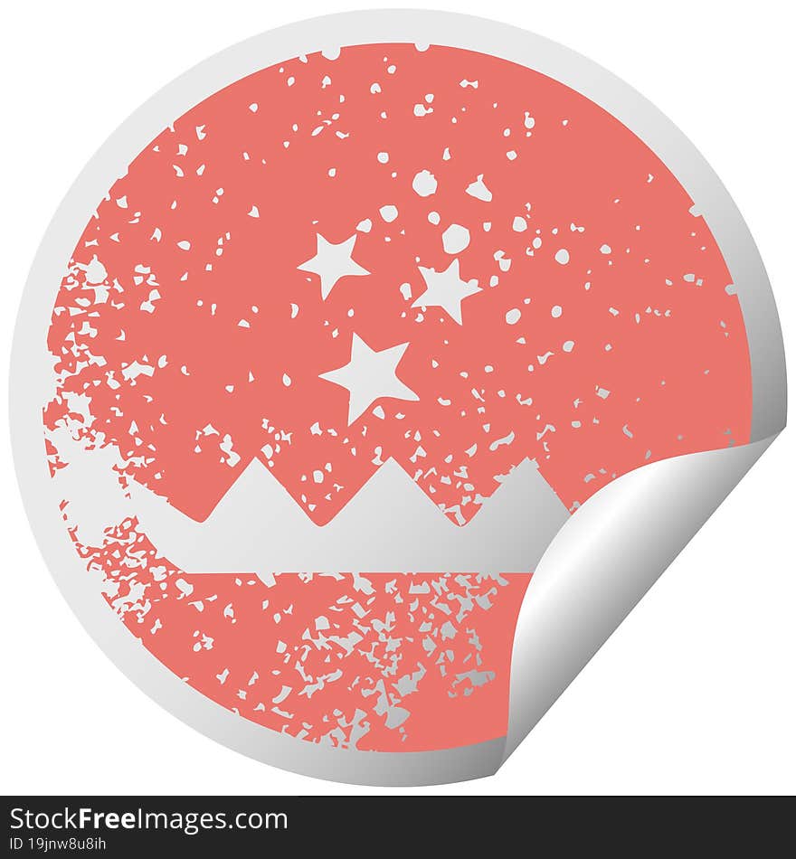 Distressed Circular Peeling Sticker Symbol Magic Lotus Flower