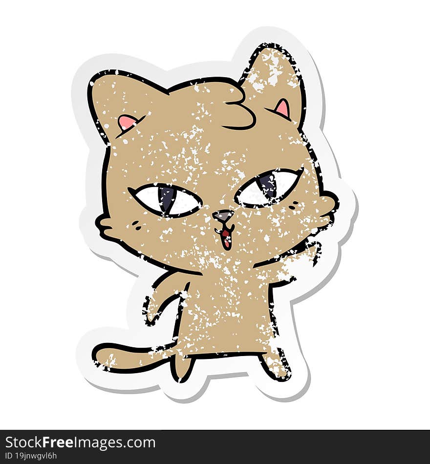 distressed sticker of a cartoon cat