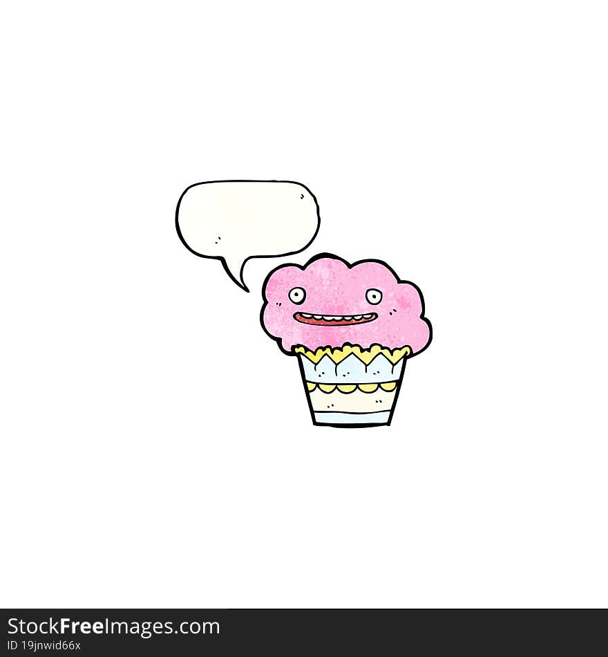 cartoon cupcake with speech bubble