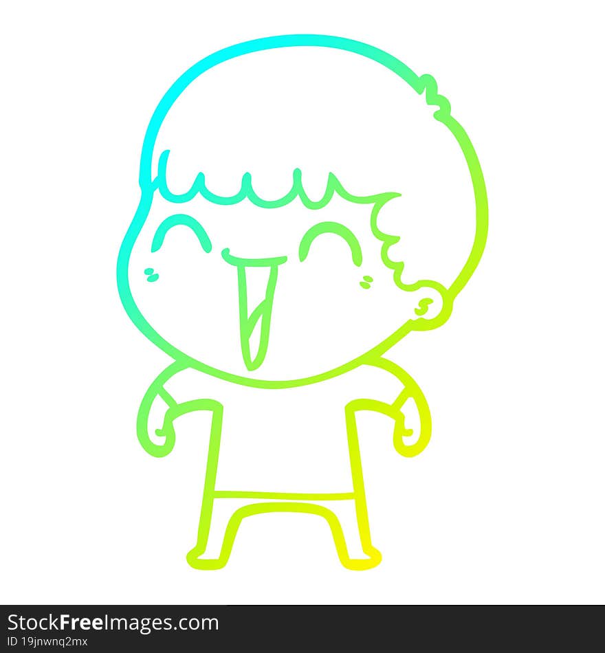 Cold Gradient Line Drawing Cartoon Happy Man