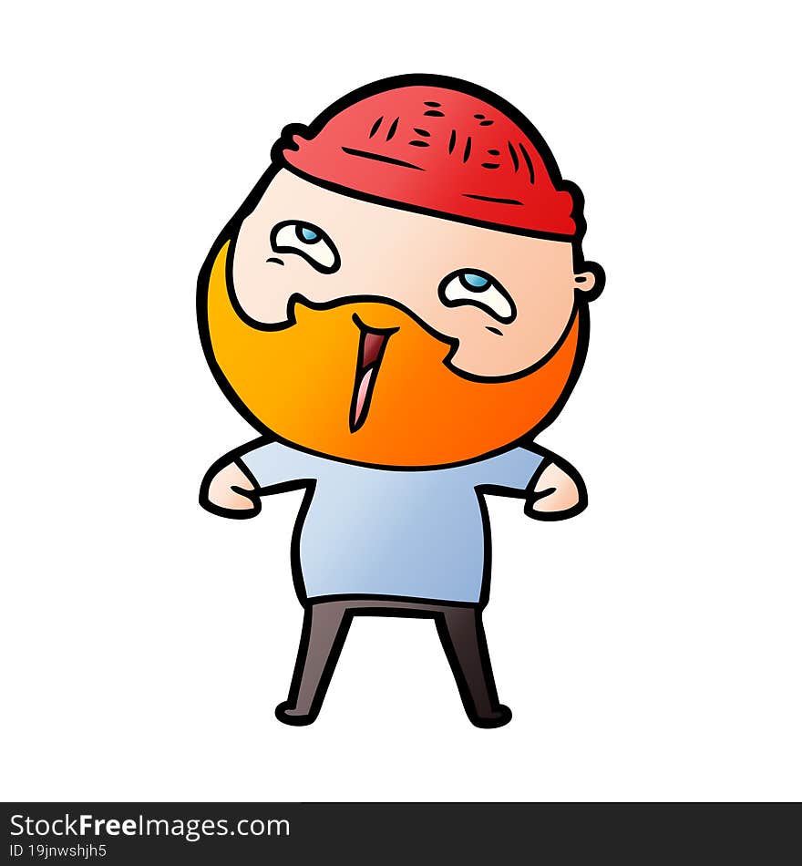 cartoon happy bearded man. cartoon happy bearded man