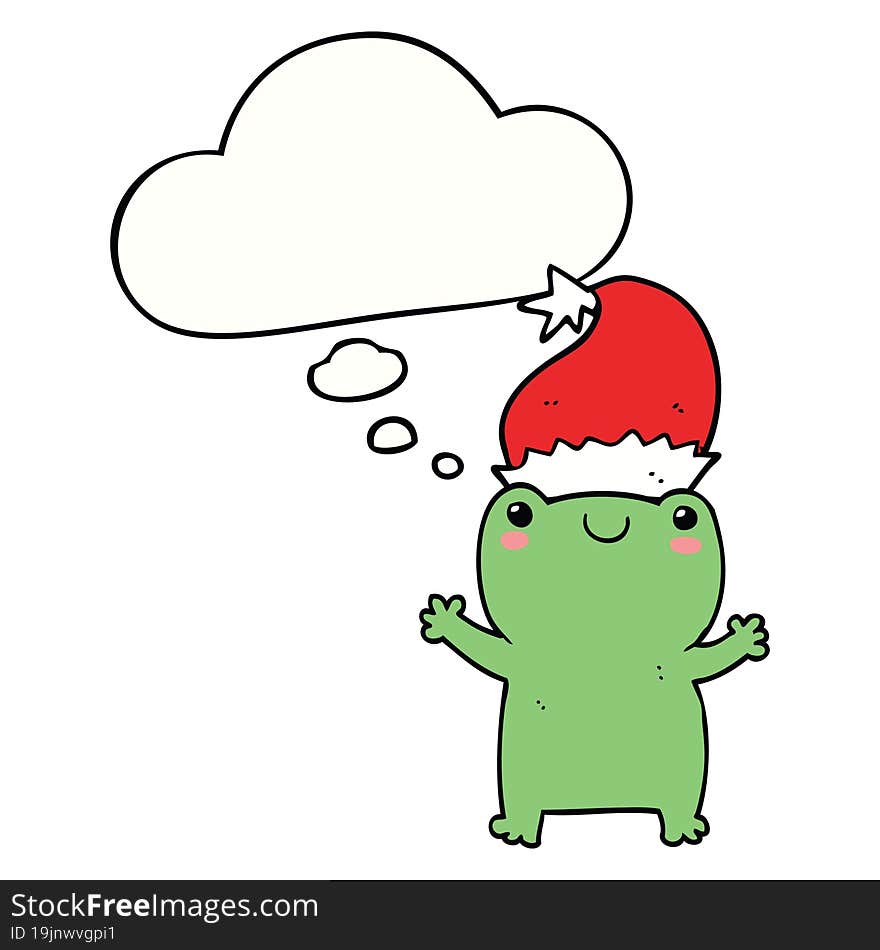 cute christmas frog and thought bubble