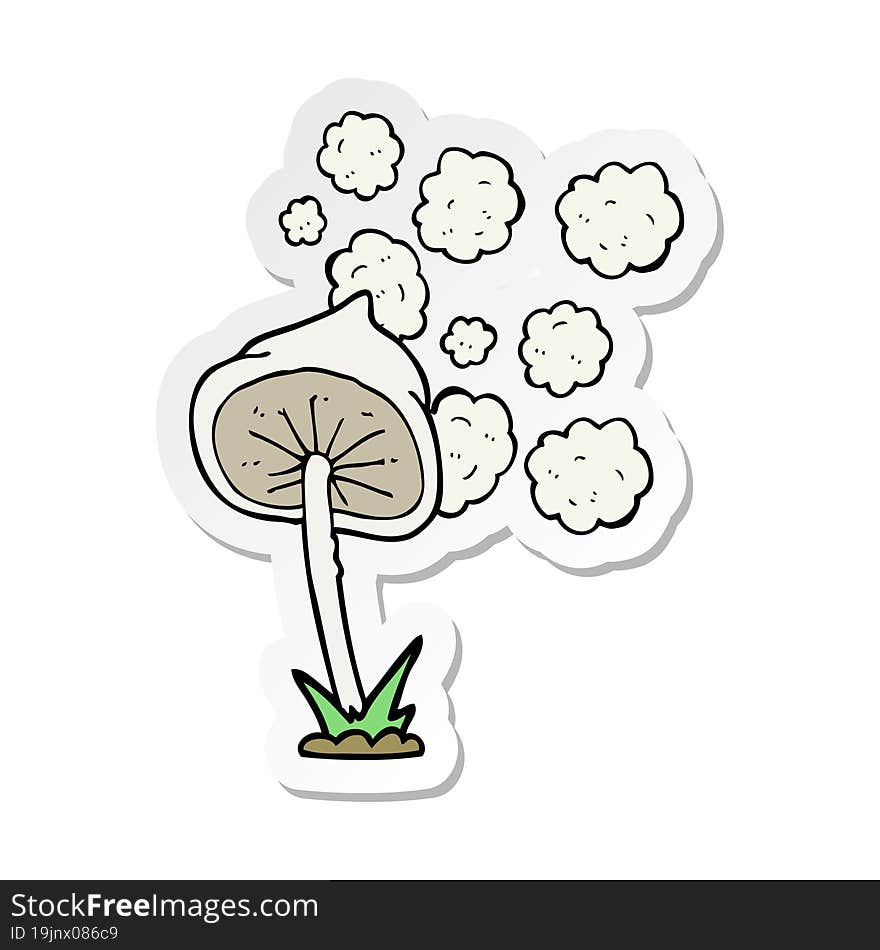 sticker of a cartoon mushroom