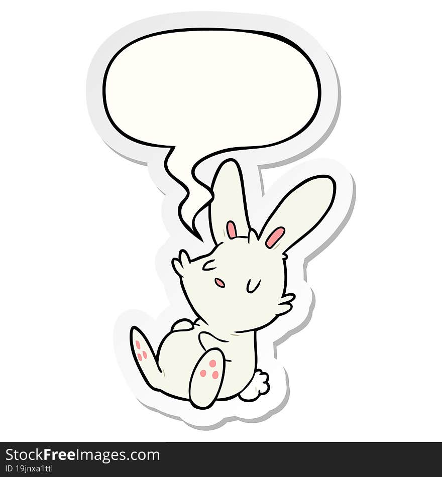 cute cartoon rabbit sleeping and speech bubble sticker