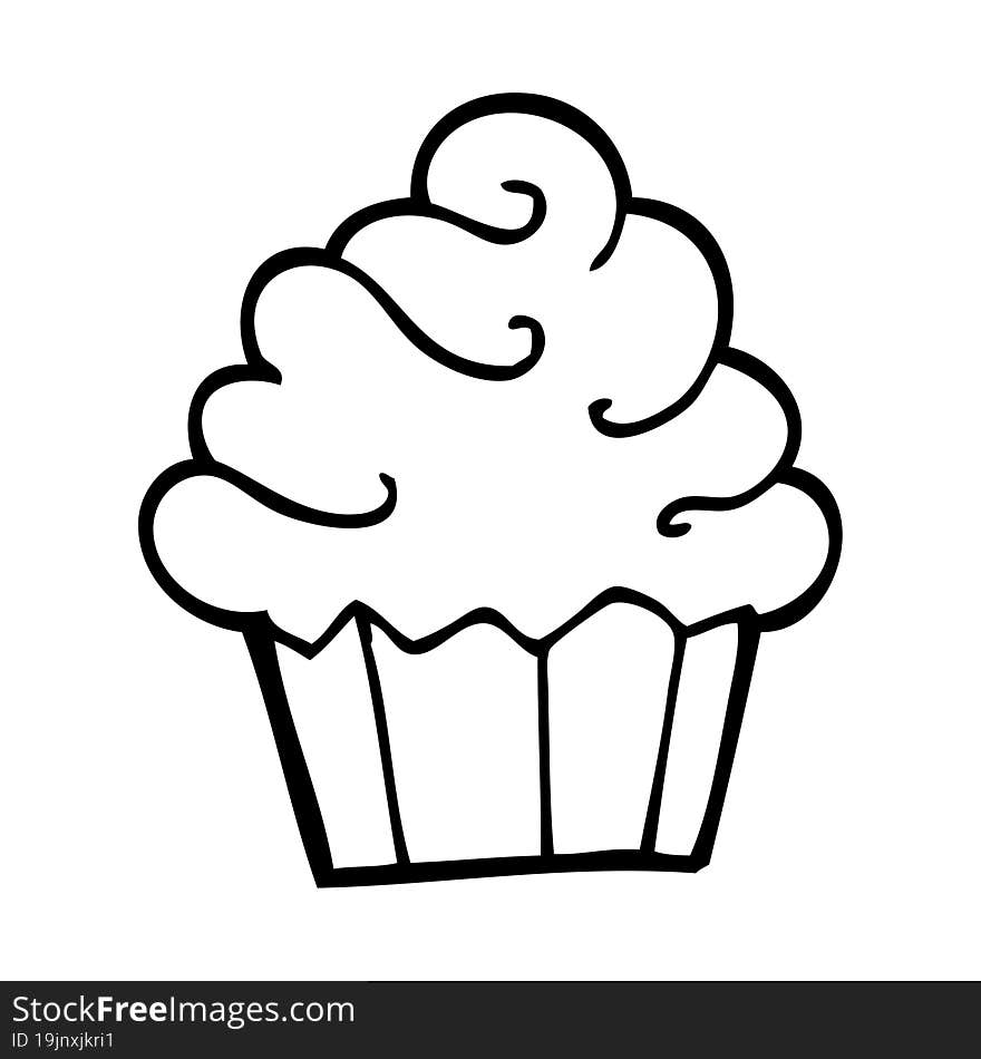 black and white cartoon cupcake