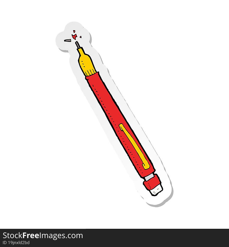 Sticker Of A Cartoon Pencil