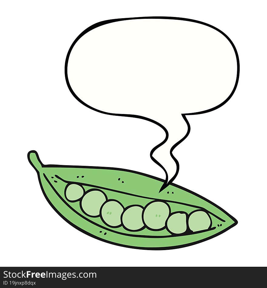 cartoon peas in pod with speech bubble. cartoon peas in pod with speech bubble