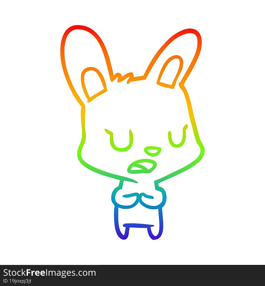 rainbow gradient line drawing of a rabbit talking