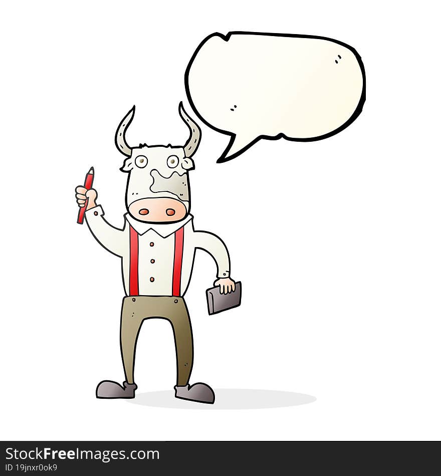 freehand drawn speech bubble cartoon bull man