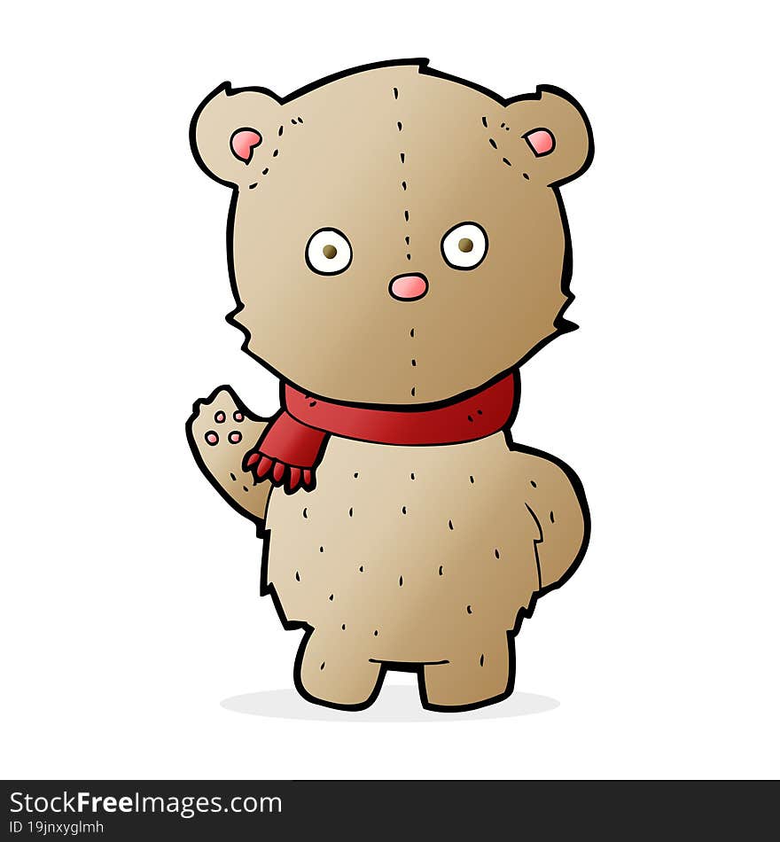 cartoon teddy bear wearing scarf