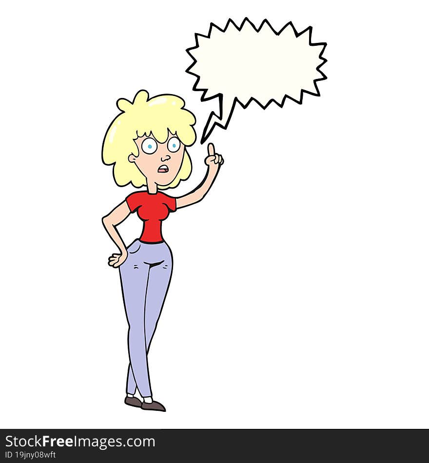 freehand drawn speech bubble cartoon woman