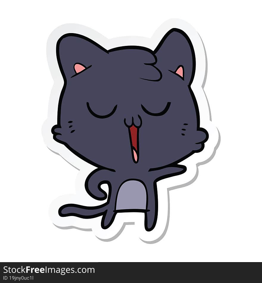 sticker of a cartoon cat singing