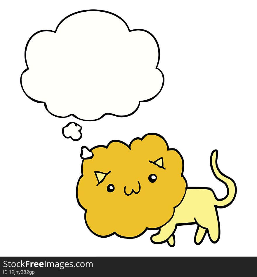 Cartoon Lion And Thought Bubble