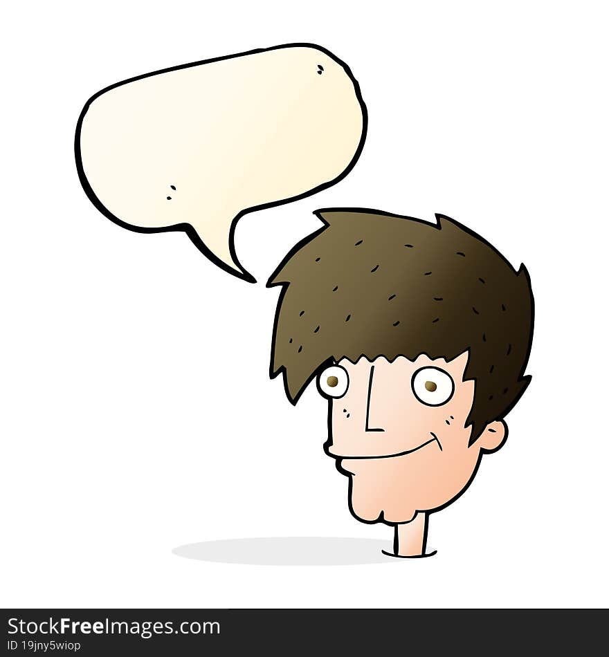 cartoon smiling man with speech bubble