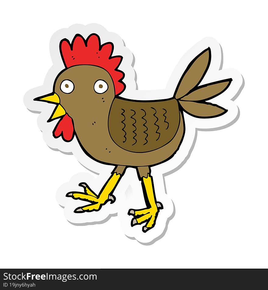 sticker of a funny cartoon chicken