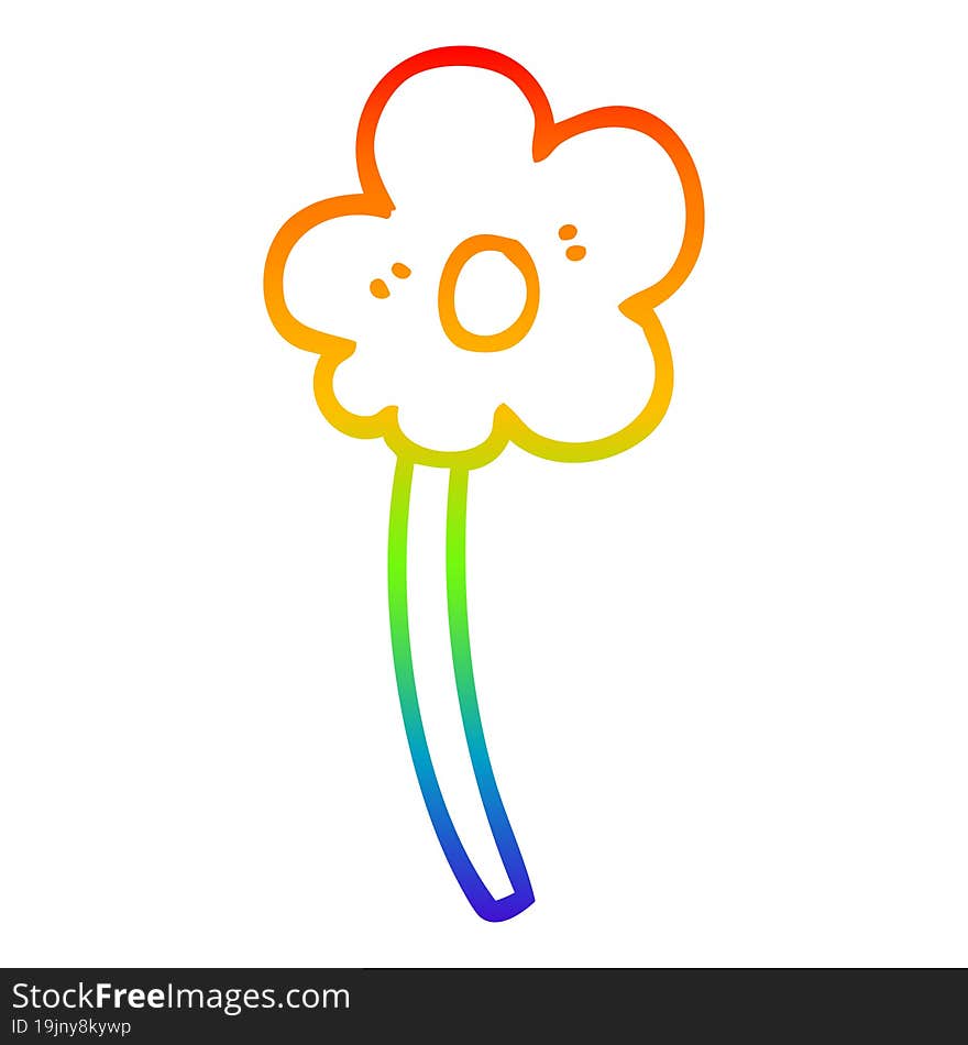 rainbow gradient line drawing of a cartoon flower