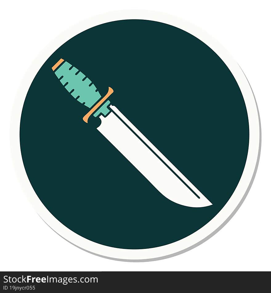 tattoo style sticker of knife