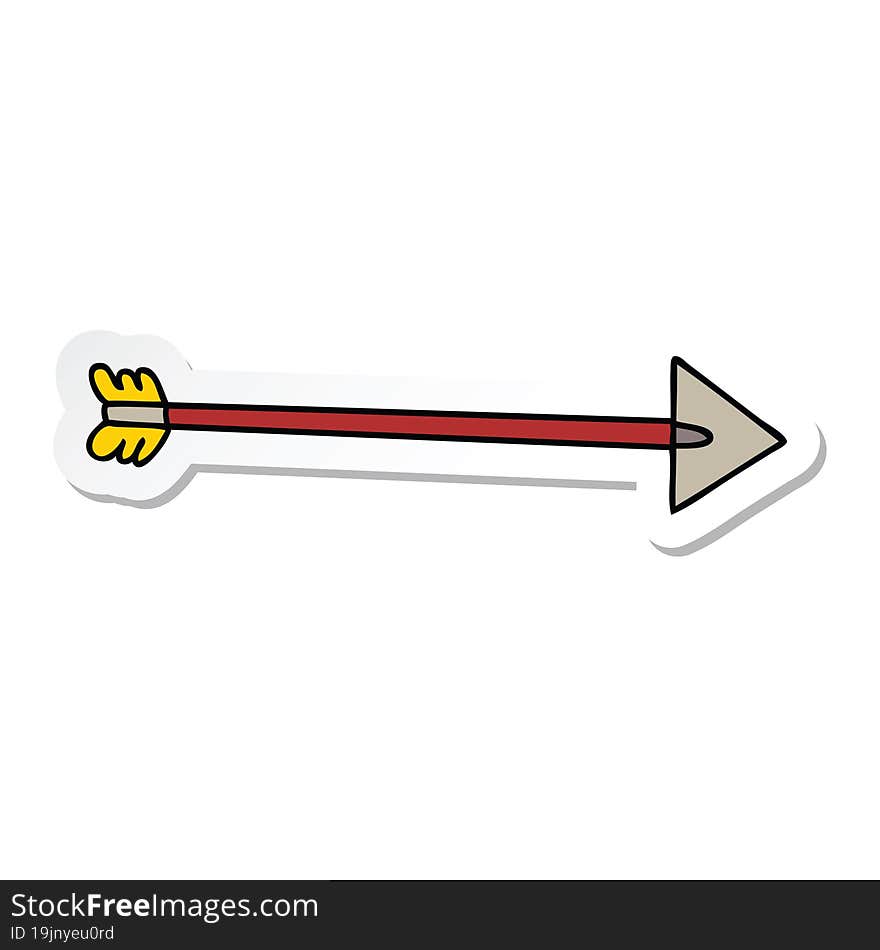 sticker of a quirky hand drawn cartoon arrow