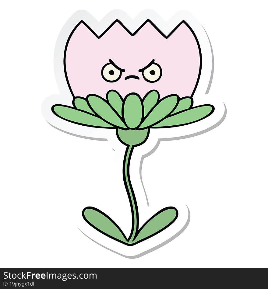 Sticker Of A Cute Cartoon Flower