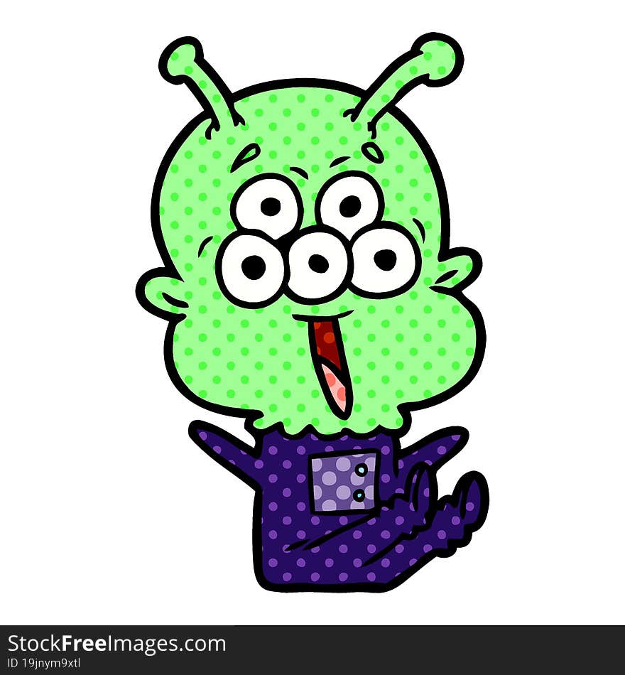 happy cartoon alien. happy cartoon alien