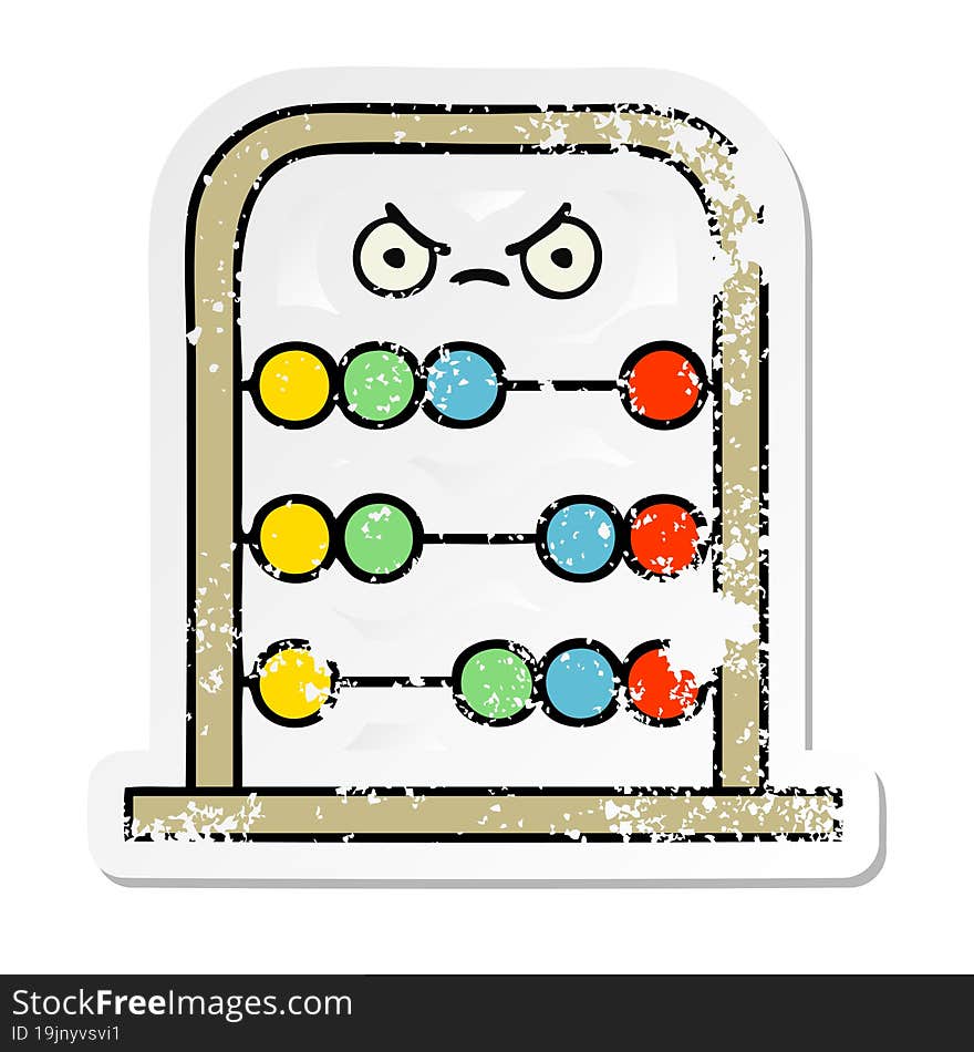 distressed sticker of a cute cartoon abacus