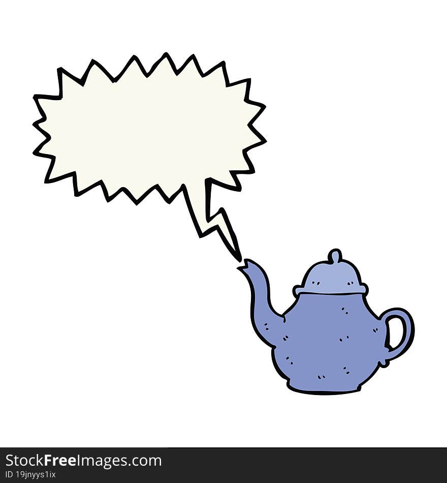 Cartoon Teapot With Speech Bubble