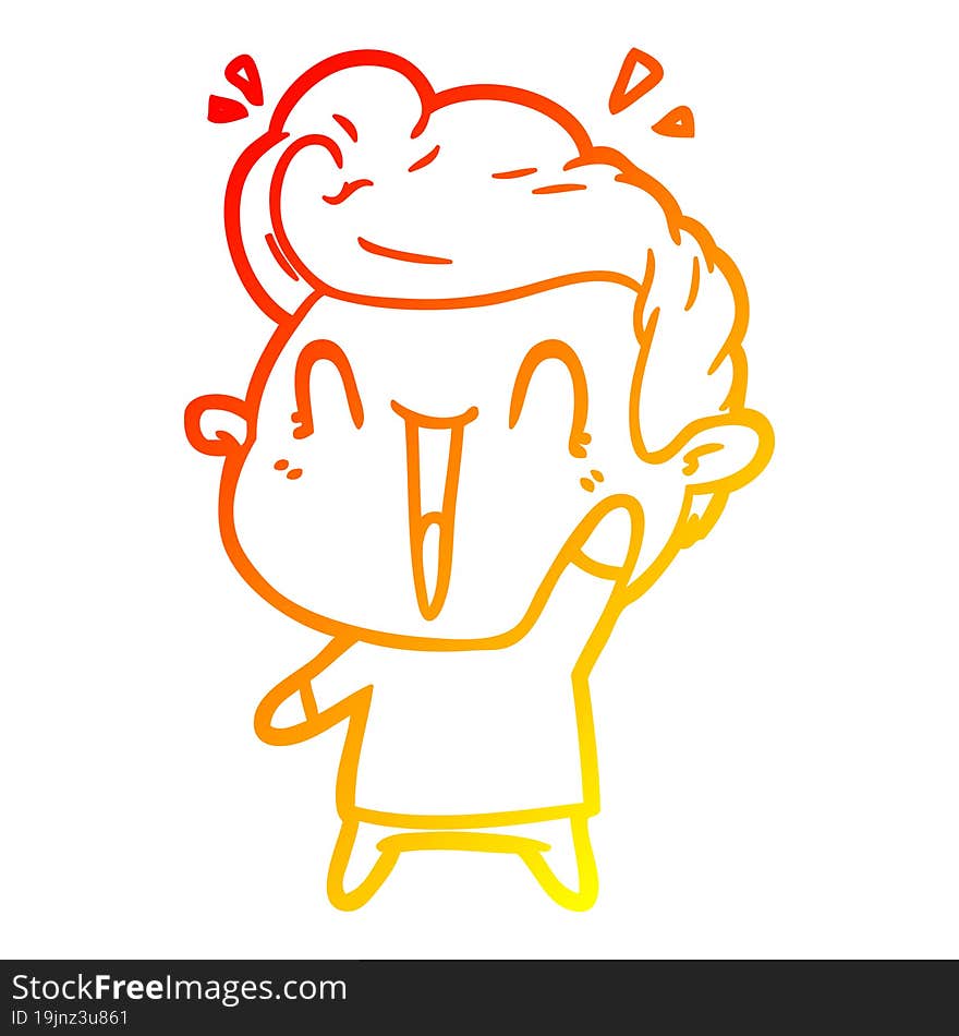 Warm Gradient Line Drawing Cartoon Excited Man