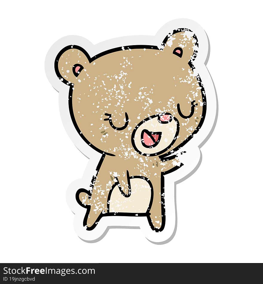 distressed sticker of a cartoon bear