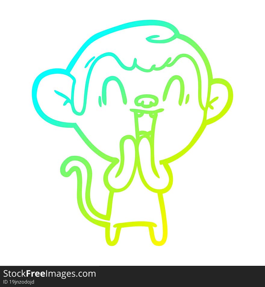 cold gradient line drawing cartoon laughing monkey