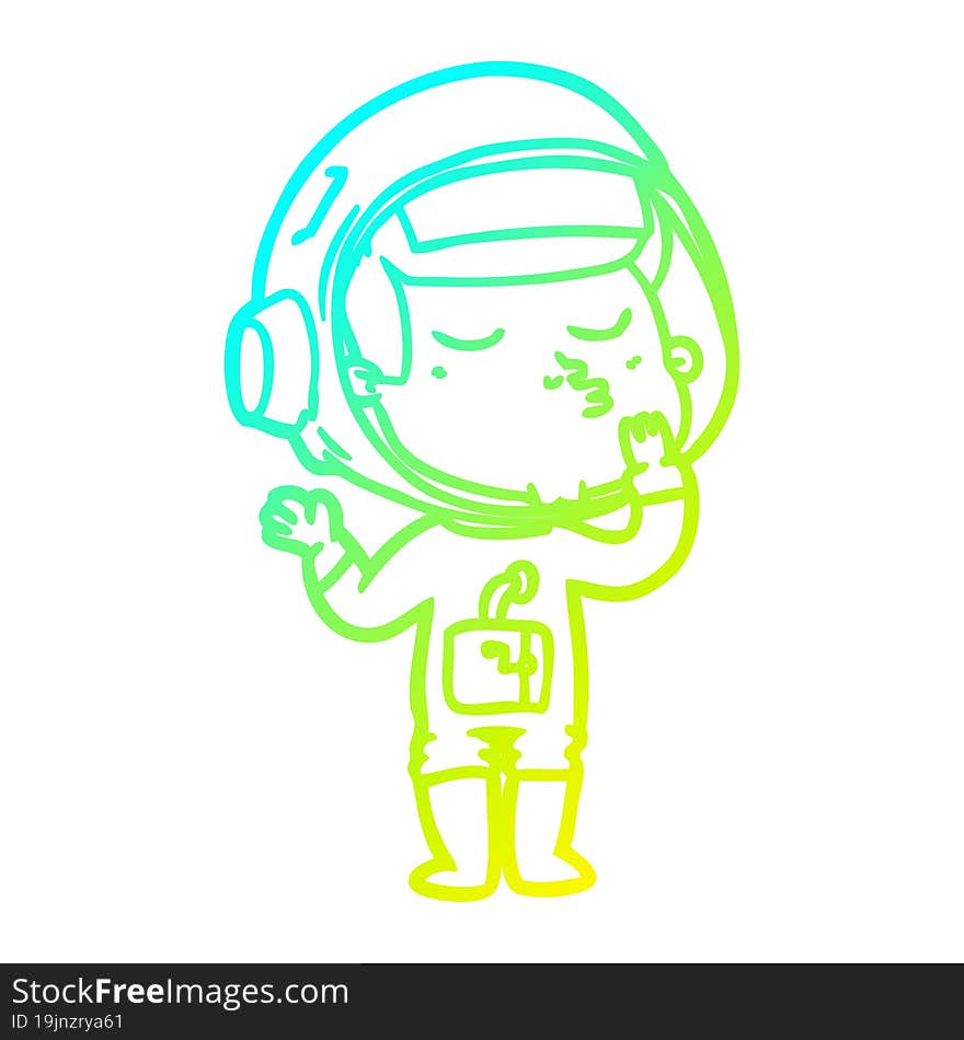 cold gradient line drawing cartoon confident astronaut