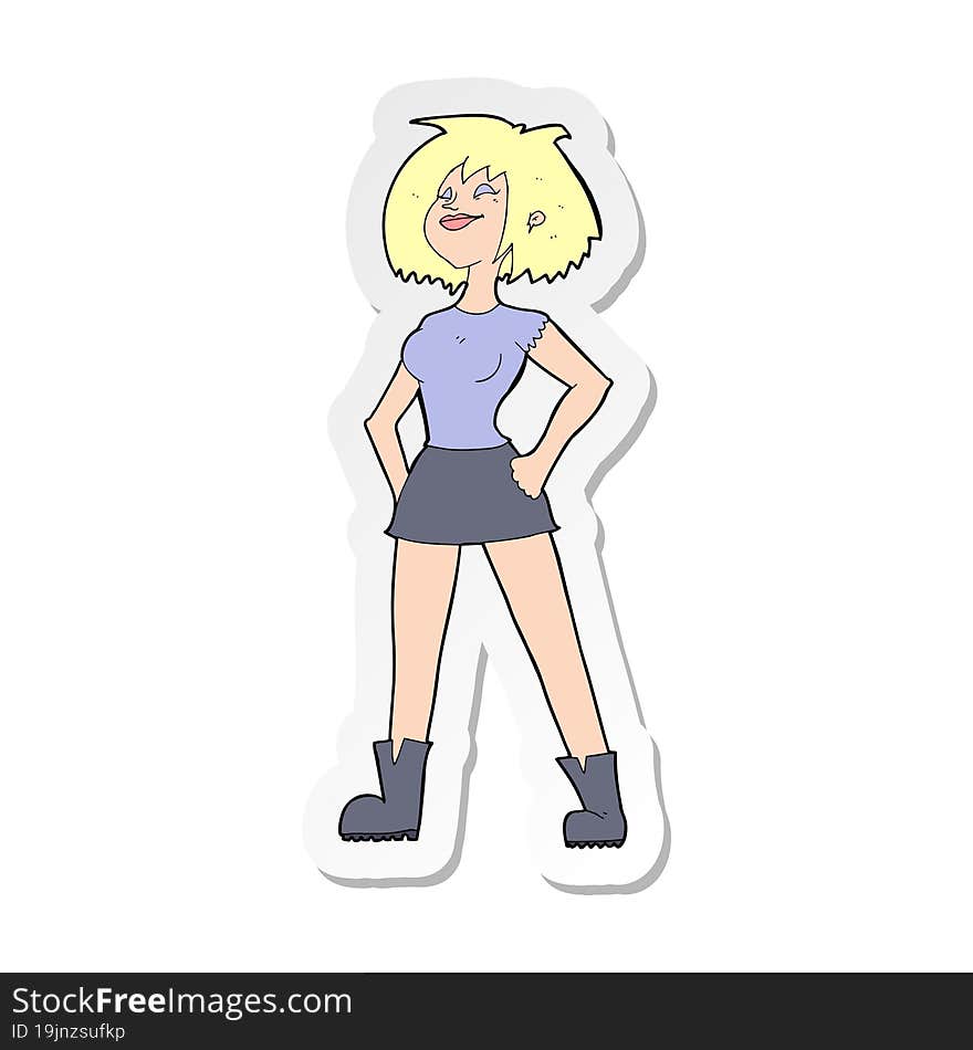 sticker of a cartoon capable woman