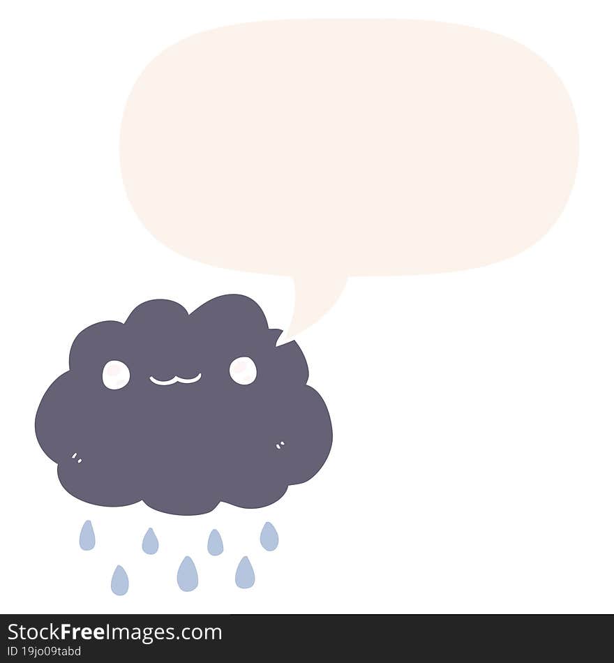 cartoon cloud and speech bubble in retro style