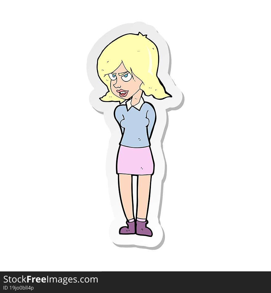 sticker of a cartoon annoyed woman