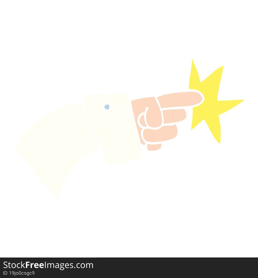 Flat Color Illustration Cartoon Pointing Hand Icon