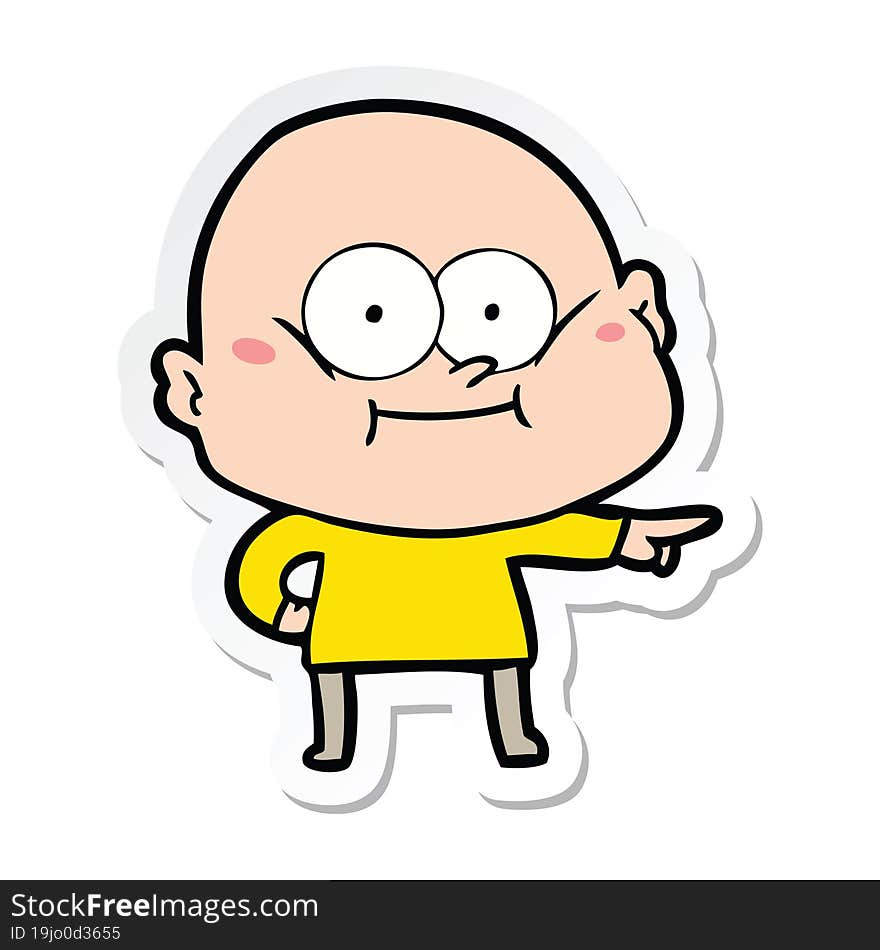 sticker of a cartoon bald man staring